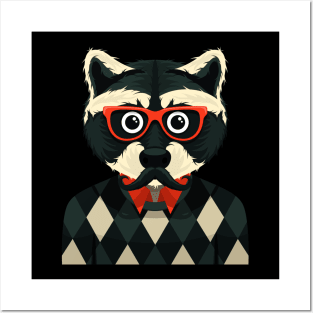 Hipster Raccoon Posters and Art